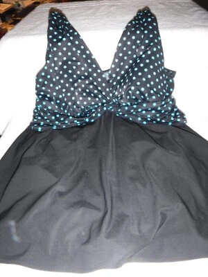 Vestido de traje de baño de una pieza a lunares turquesa talla grande 14 copa suave Foto 1 de 4