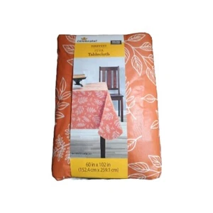 Fall Rectangle Tablecloth 60" x 102" Autumn Leaves Orange Harvest PEVA - Picture 1 of 2