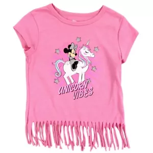 Disney Little Mädchen Minnie Mouse Einhorn Vibes Fransen T-Shirt☆ Größen 4, 5, 6, 6x - Bild 1 von 3