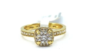 .55 ct NATURAL DIAMOND halo solitaire engagement ring 14 k yellow GOLD - Picture 1 of 5