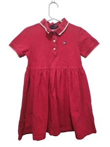 Vestido Polo Tommy Hilfiger Niñas Años 90 De Colección Talla 5 Rojo Manga Corta 100% Algodón - Imagen 1 de 7
