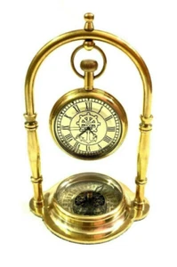 Brújula Náutica Barco Reloj de Mesa Latón Reloj de Escritorio Marítimo Brújula de Latón - Imagen 1 de 4