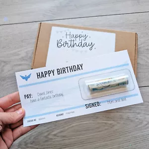 Cheque Personalizado Cumpleaños Porta Dinero Regalo Para Niñas y Niños Hombres Mujeres - Imagen 1 de 7