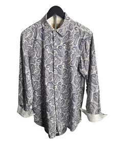 Cremieux Premium Denim Men's Blue Paisley Cotton Button-Down Dress Shirt M - Picture 1 of 14