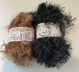 lot of 2 Moda Dea Frivolous Yarn 1.76oz Each Bronze Goddess and Midnight - Picture 1 of 5