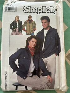 Chaqueta estilo denim sin forro Simplicity 1987 patrón 8177 mujer hombre talla grande - Imagen 1 de 2