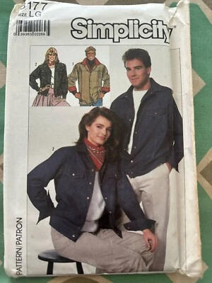 Chaqueta estilo denim sin forro Simplicity 1987 patrón 8177 mujer hombre talla grande Foto 1 de 2