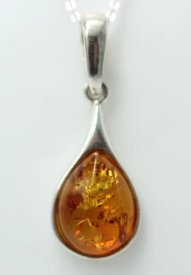 Pendente In Ambra 925 Argento Collana Elegante E Bella Sogno Di Un Pendente - Immagine 1 di 4