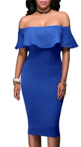 Abito aderente balza seno cerimonia vestito longuette vestito party tubino elega - Imagen 1 de 6