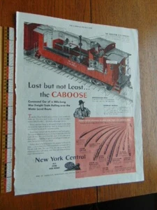 1943 New York Central magazine ad featuring the Caboose- back Quaker State Oil - Picture 1 of 2