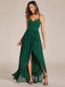 NEW Size 10 Ever-Pretty Green Sleeveless V-Neck Sequins Hi Low Evening/Prom Gown - Picture 1 of 6