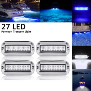 Blue 27LED Underwater BOAT MARINE Transom Light Waterproof 4PCS - Picture 1 of 9