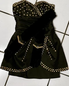 Edgy Studded Prom/Party Dress Paired with Accented Velvet Gloves. - Picture 1 of 7