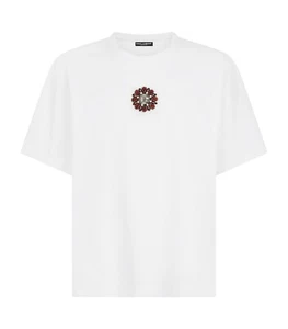 DOLCE & GABBANA Embroidered T-Shirt, White, New with Tags, Size 46 - Picture 1 of 6