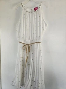 Beautiful Pinky Creme & Gold Sheer Lined Sleeveless Dress- Size 12 - Picture 1 of 7