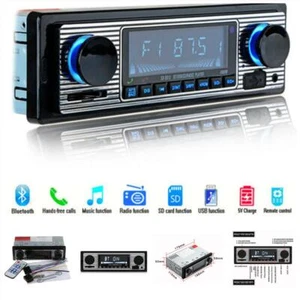 Classic Car Stereo Bluetooth MP3 Audio Retro Radio Player FM USB AUX & Remote - Picture 1 of 9