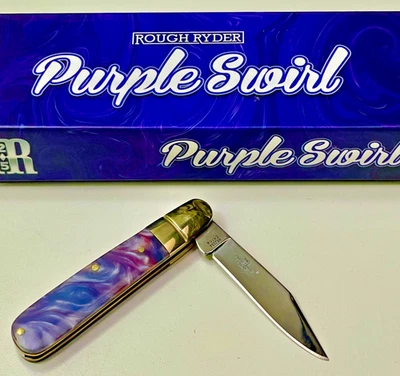 ROUGH RYDER -- 3" de largo -- PURPLE SWIRL BARLOW -- (NUEVO) en CAJA DE EXHIBICIÓN Foto 1 de 4