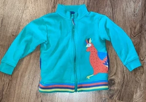 RARE Mini Boden COCKEREL ROOSTER APPLIQUE FULL ZIP RAINBOW JACKET  SIZE 3-4 - Picture 1 of 5