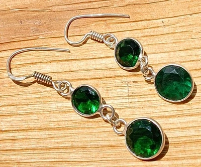 Pendiente colgante étnico facetado de piedras preciosas de topacio enchapado en plata de ley 925 joyería Foto 1 de 4