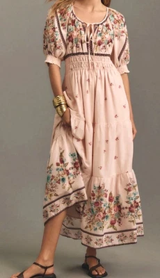 NWT Anthropologie The Somerset Maxi Dress Floral Pink Large $168 - Image 1 of 4