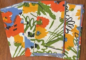 Vintage MCM Vera Neumann 100% Cotton Floral Napkins Lot Of 4 Colorful 16” Square - Picture 1 of 9