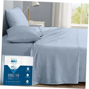  Coolmax Cooling Sheets | Size Bed for Hot Sleepers Queen Light Blue Sheet Set - Picture 1 of 7