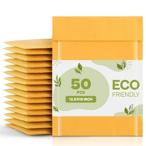 50 12.5x19 Kraft Paper Bubble Padded Envelopes Mailers Case 12.5" x 19" - Picture 1 of 6