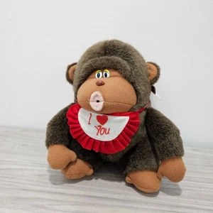 Sensor Whistle Monkey Love You NEW WITH TAG WORKS brown plush Vintage gorilla - Picture 1 of 9