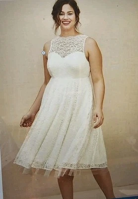 Torrid Ivory Lace Sleeveless Midi Dress Womens 18 Tea-Length Wedding Formal NEW - Image 1 of 4