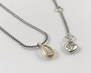 Brighton Massandra Crystal Silver Gold Petite Teardrop Pendant Necklace. #1223 - Picture 1 of 7