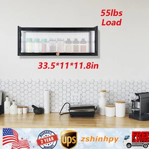 Wall Mounted Cabinet Shelf with Flip-up Door Kitchen Bathroom Storage Organizer - Picture 1 of 18