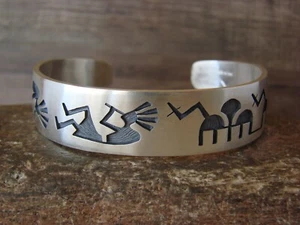 Hopi Indian Sterling Silver Kokopelli Cuff Bracelet - Timothy Mowa - Picture 1 of 7