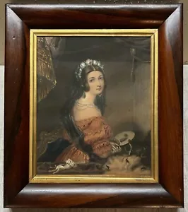 Antikes THEATER FRAU Porträt bemalt Mezzotint in DELVECCHO Mahagoni UK RAHMEN - Bild 1 von 15