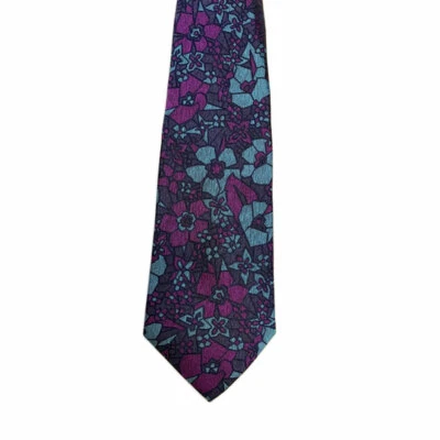 Corbata Turnbull & Asser Jacquard Floral Estampado Seda TY2110, Púrpura/Turquesa Foto 1 de 2