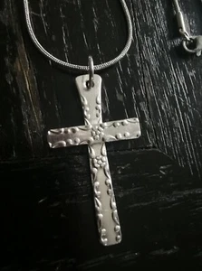 Kette Kettenanhänger Kreuz aus Besteck Versilbert Besteckschmuck Unikat  - Bild 1 von 7