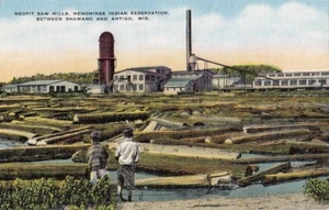 Postkarte Neopit Sägewerke Menominee Indianerreservat Shawano + Antigo WI - Bild 1 von 2