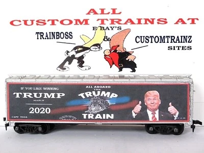 HO SCALE CUSTOM LETTERED  2020 WINNING DONALD TRUMP REEFER W-4 - Image 1 of 4