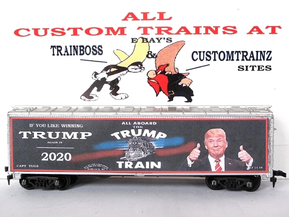 HO SCALE CUSTOM LETTERED  2020 WINNING DONALD TRUMP REEFER W-4 - Image 1 of 4