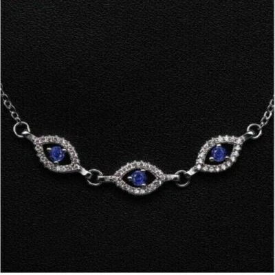 Brazalete tenis mujer zafiro simulado enchapado en oro blanco de 14 quilates corte redondo de 2 quilates Foto 1 de 4