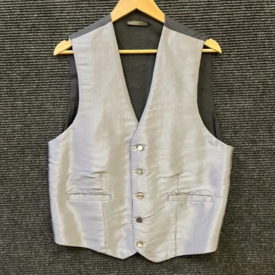 🔥🔥🔥Carrot & Gibbs Handmade USA Pure Silk Vest Men Size L Black/Gray - Image 1 of 4