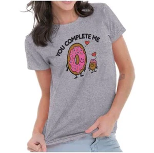 You Complete Me Cute Donut Valentine's Day Womens Top Junior Graphic Tee - Picture 1 of 3