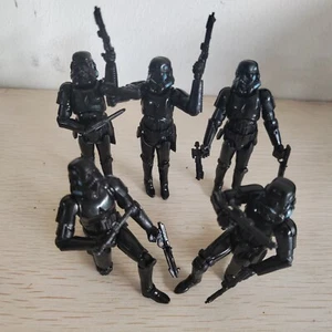 Lot 5 Star Wars Shadow Stormtrooper Black Trooper 3.75" Action Figure + 10 Guns - Picture 1 of 3