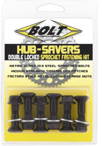 Sprocket Fastener Double Locked Sprocket Bolt Kit 2008-HS.B 6 Black Bolts/Nuts - Picture 1 of 2