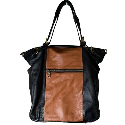 Bolso de mano convertible de cuero negro/tostado CHRISTOPHER KON Foto 1 de 4