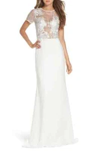 Vestido Trompeta Top Malla Floral Tadashi Shoji (Talla 10) - Imagen 1 de 5