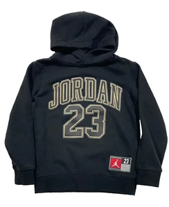 Nike Jordan 23 Sweatshirt Fleece Hoodie Black Gold Pullover Youth Boys Medium - Picture 1 of 5
