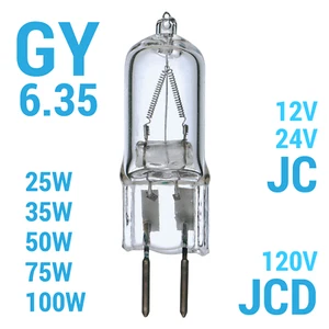 GY6.35 2-Pin Bi-Pin 120V 12V 24V Clear T4 JC JCD Type Bulb 25W 35W 50W 75W 100W - Picture 1 of 11