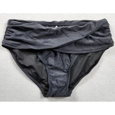 Braguitas de bikini de tiro alto fruncidas en capas delanteras para mujer talla mediana negras Foto 1 de 4