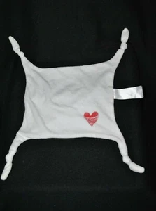 Peluche doudou plat blanc VERTBAUDET VERT BAUDET cœur rouge 4 nœuds TTBE - Picture 1 of 1