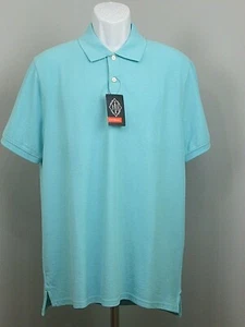 NWT St Johns Bay Polo Shirt Mens M Chest 44 Blue Easy Care Quick Dri 324-22588 - Picture 1 of 5